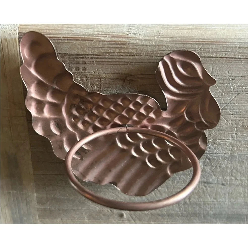 Pier‎ 1 Thanksgiving Turkey Napkin Rings Set Of 4 Copper Color Metal Holiday